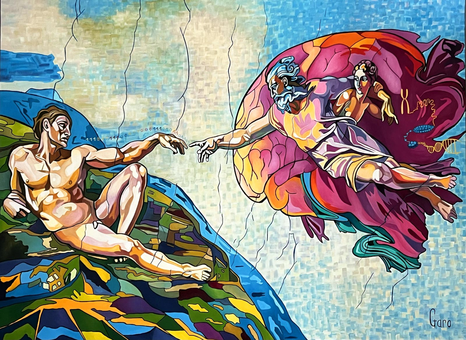 Creation of Adam remixed, work by Garo