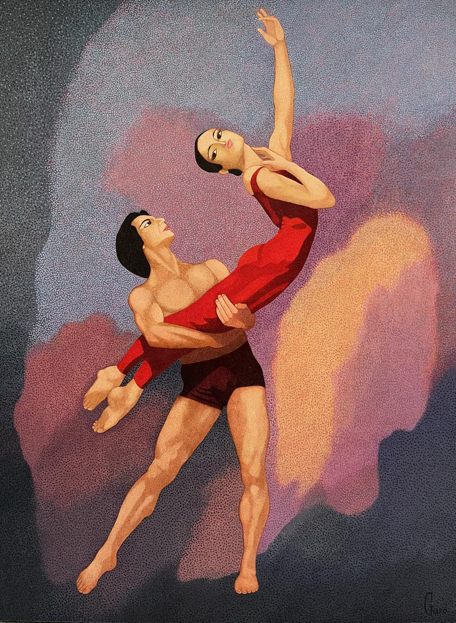 Ballet lift, red costume