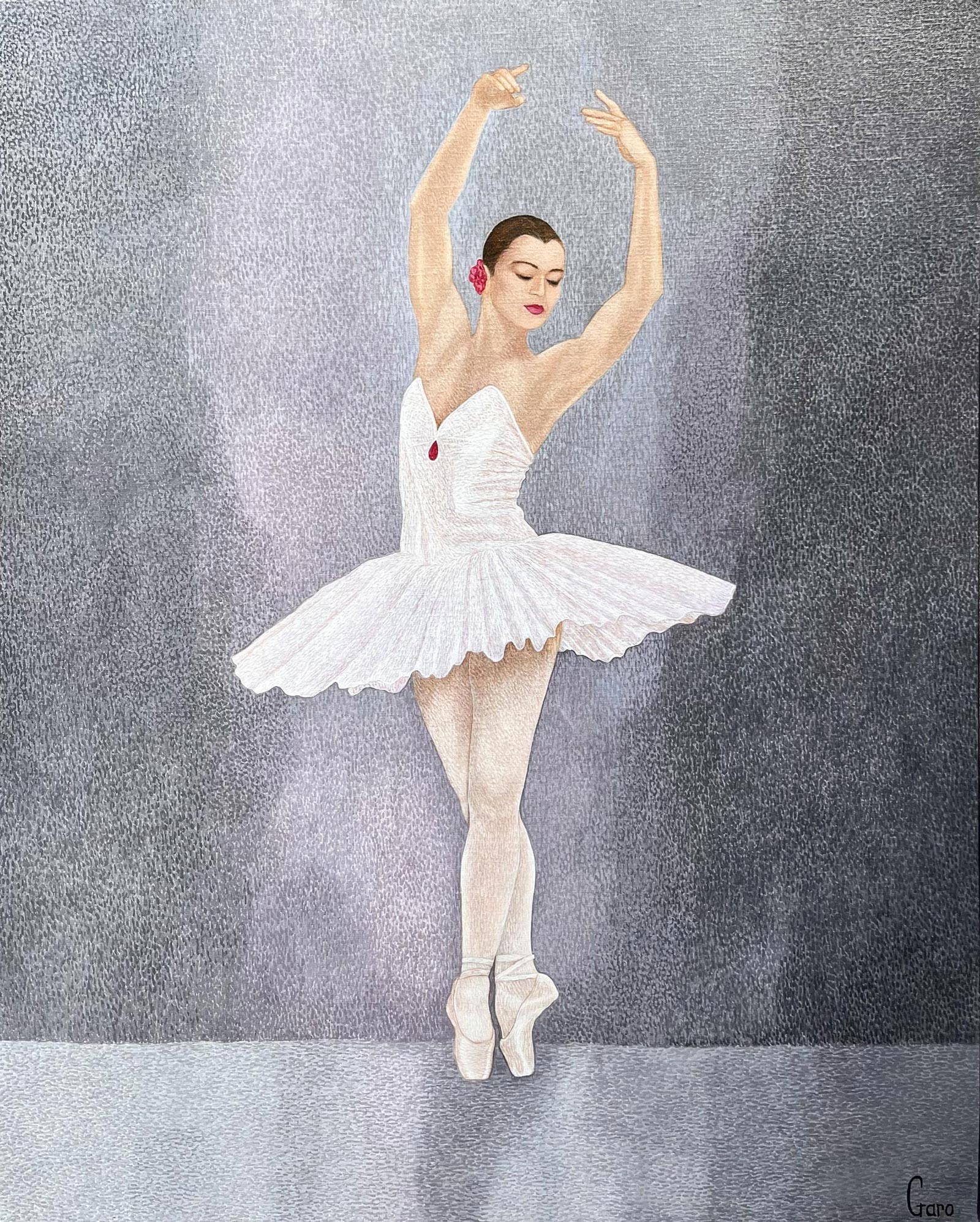Ballerina en pointe, white tutu