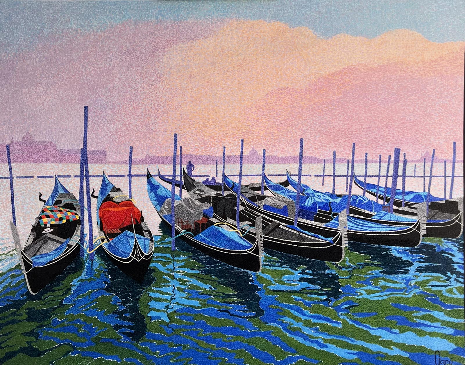 Venice gondolas at dusk