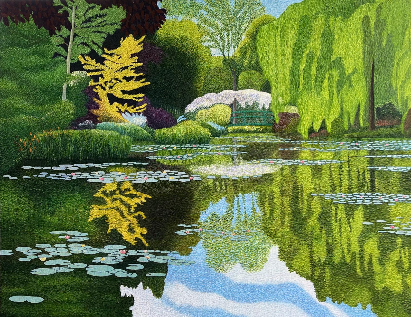 Lily pond, weeping willow