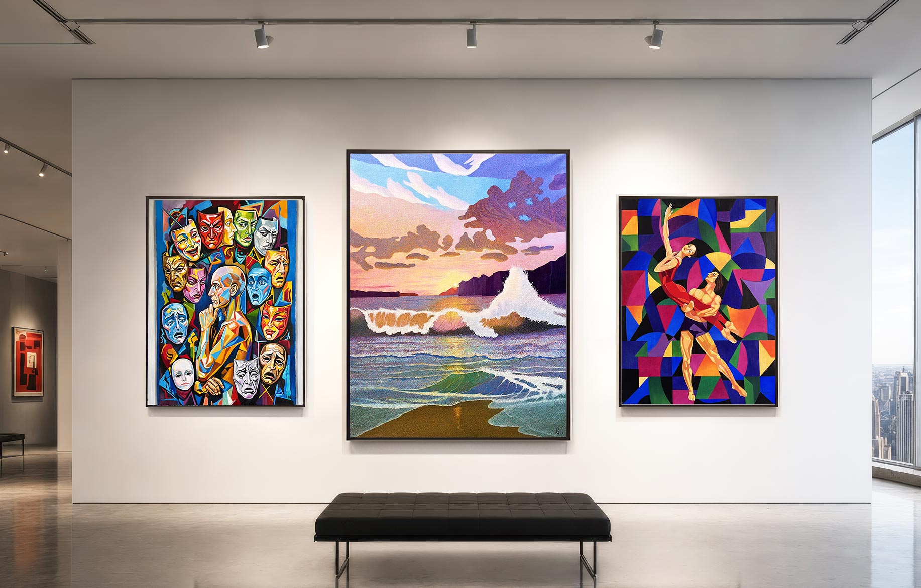 Works by Garo exhibited in a gallery