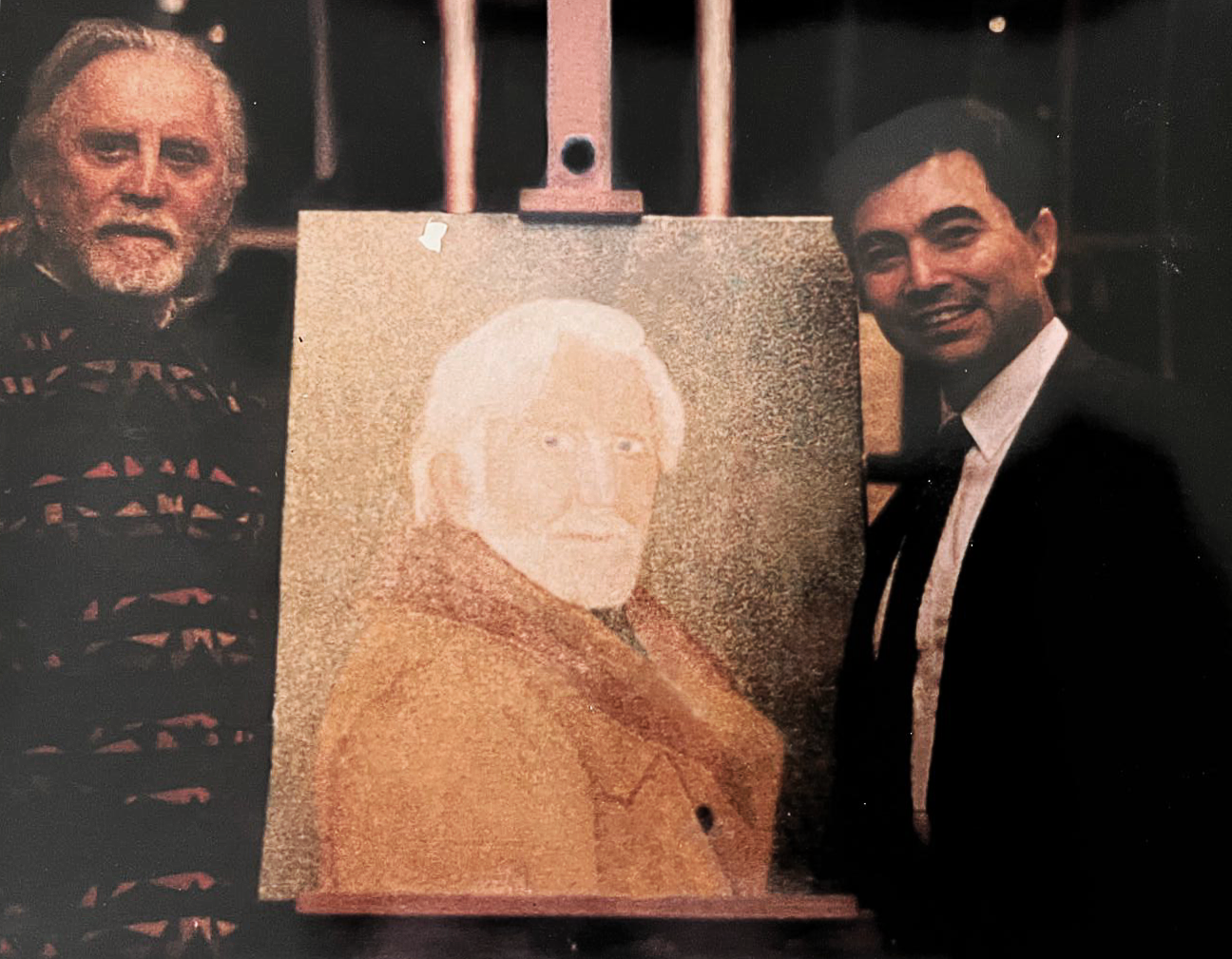 Portrait of Kirk Douglas by Garo, pointillism, Hollywood